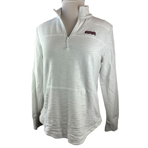 Vineyard Vines Garment Dyed Relaxed Slub Shep Shirt 1/4 Zip Pullover White M - Picture 11 of 16